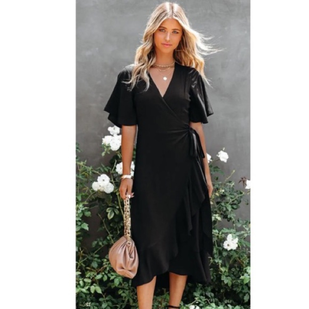 KOKO + MASON V NECK WRAP DRESS